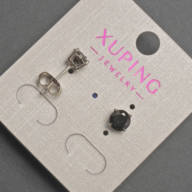 أقراط Xuping بلورة سوداء، قطر 6مم +- روديوم