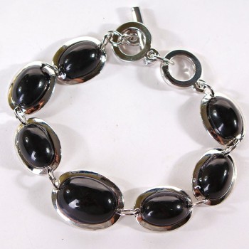 تخفيض. سوار عقيق إطار أملس حجر بيضاوي 18*22+15*20mm، الطول 18-21cm