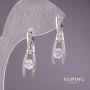 أقراط Xuping بأحجار بيضاء 28×7mm روديوم
