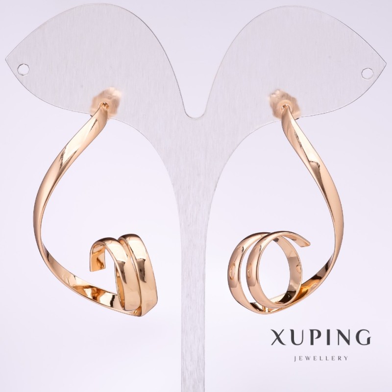 أقراط Xuping لفائف 45x8mm مطلية بالذهب