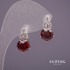أقراط Xuping مع حجارة لون أحمر 18x10mm روديوم