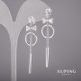 أقراط Xuping بأحجار بيضاء 14x60مم روديوم