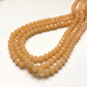 خرز الكريستال التشيكي على خيط بودرة غير لامع مصقول رونديل، قطر 6×4,5مم + -، طول 38-40سم +