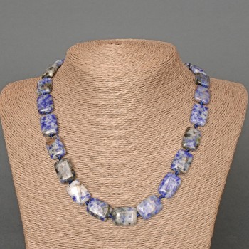 عقد صوداليت حجر طبيعي مستطيل، قطر 13×18مم±، طول 48سم